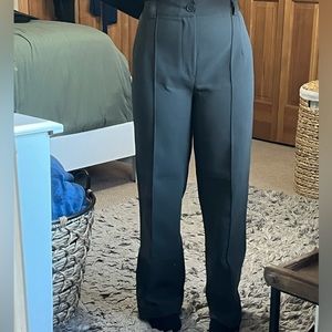 Zara high waisted olive green straight leg trousers
